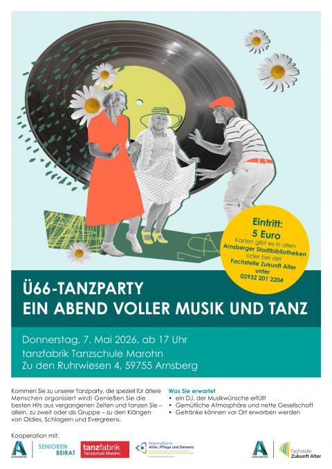 Ü-66 Tanzparty in Arnsberg / Plakat: Fachstelle Zukunft Alter