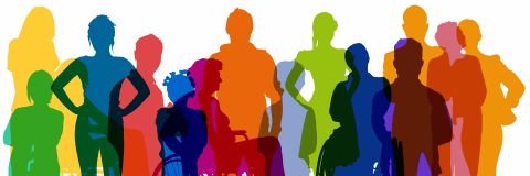 Bild: Adobestock, Robert Kneschke, Silhouetten von berufstätigen Menschen mit Behinderung als Inklusion