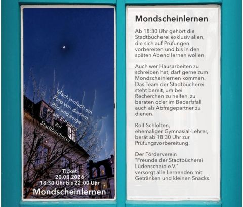 Mondscheinlernen in der Stadtbücherei am 20.03.2026