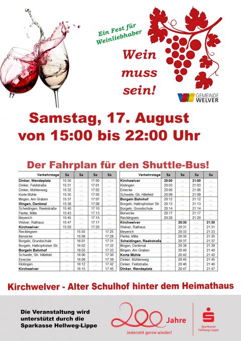 Fahrplan für Shuttle-Bus